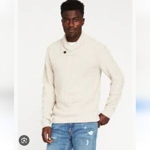 Men's textured shawl neck sweater